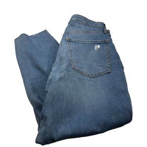 Old Navy Women's Size 12 High Rise Curvy Straight Leg Distressed Jean Blue